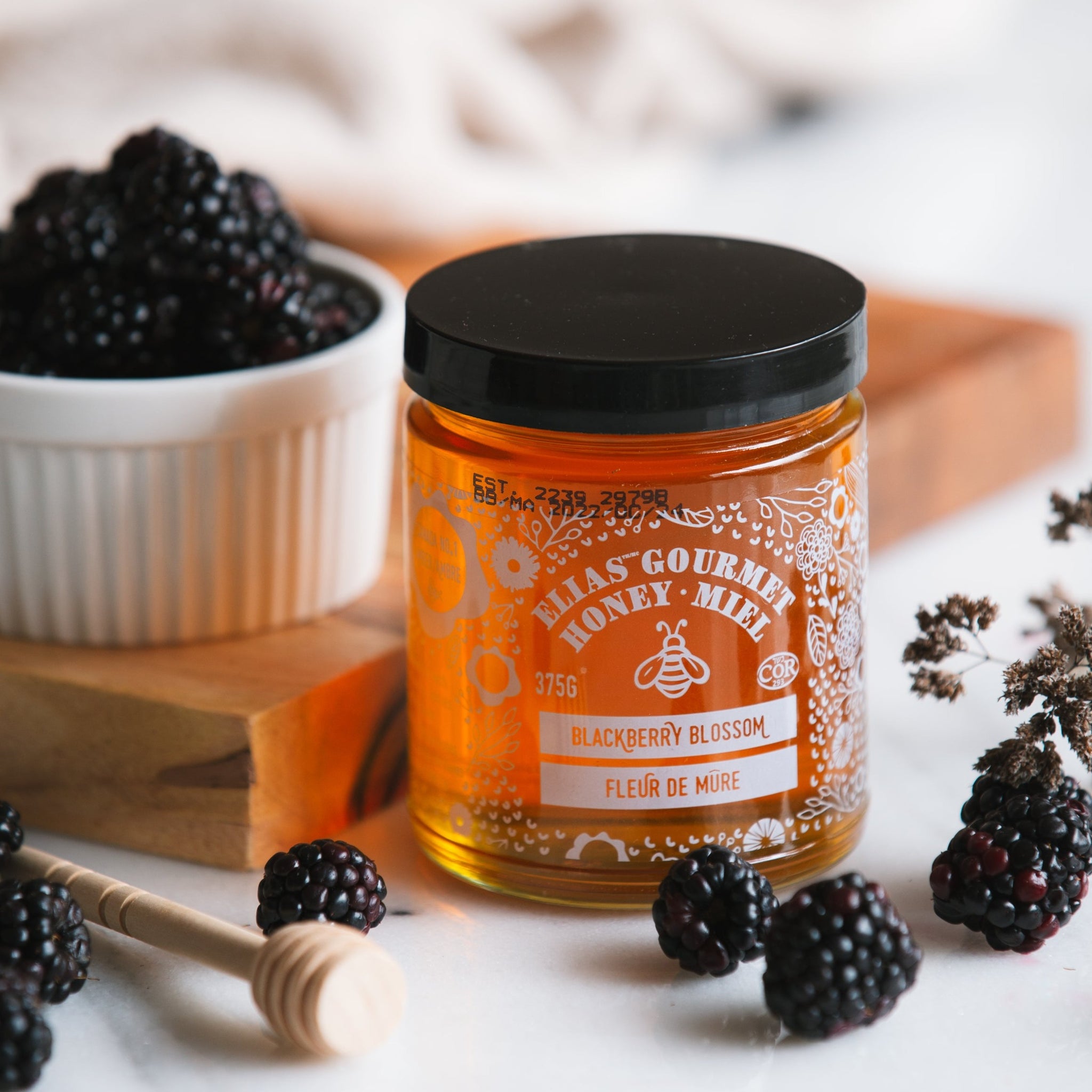 One jar of blackberry Elias Honey Blossom and Blackberries