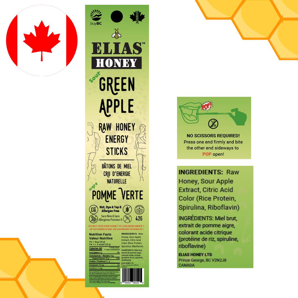 Raw Honey Energy Sticks - Sour Apple