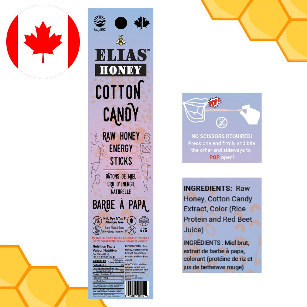 Raw Honey Energy Sticks - Cotton Candy