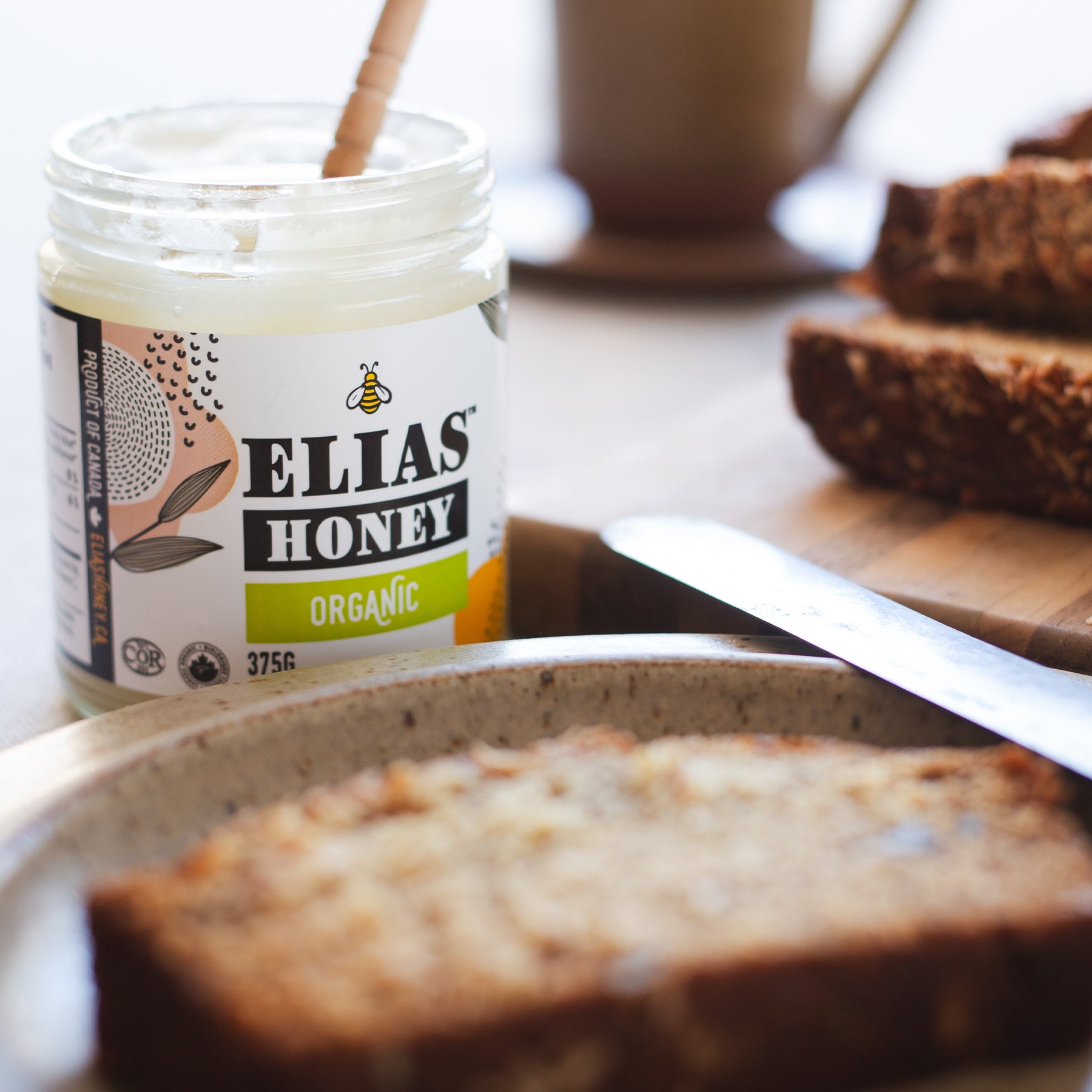 Image of Elias Honey Organic Honey with breakfast