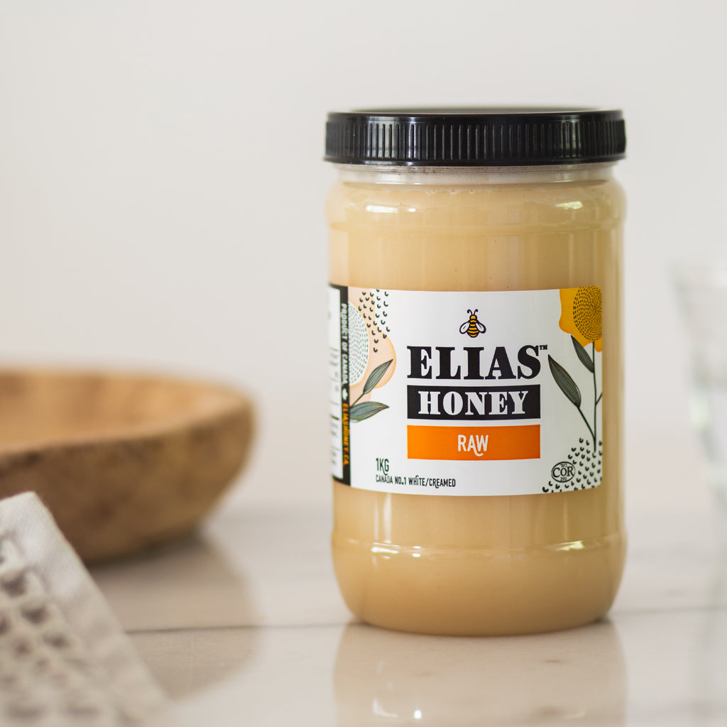 Image of Elias Canadian raw honey in a jar