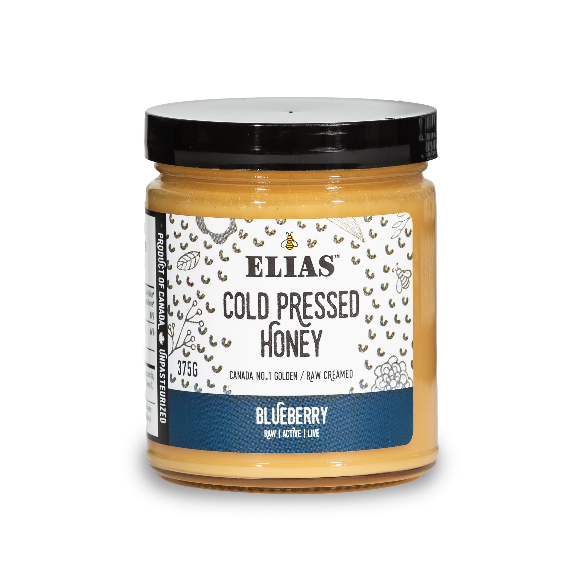 Buy Elias Canadian Blueberry Cold Pressed Honey in 375g Jar.